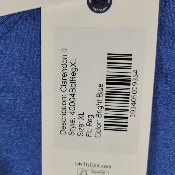 UNTUCKit T-Shirt Men's XL Blue Clarendon II Performance Stretch Casual NWT - Picture 8 of 9